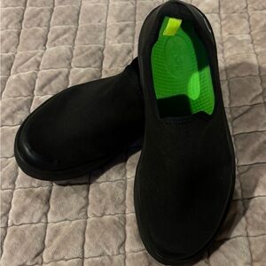 Women’s Black Slip-On Casual Shoes with Neon Green Insole